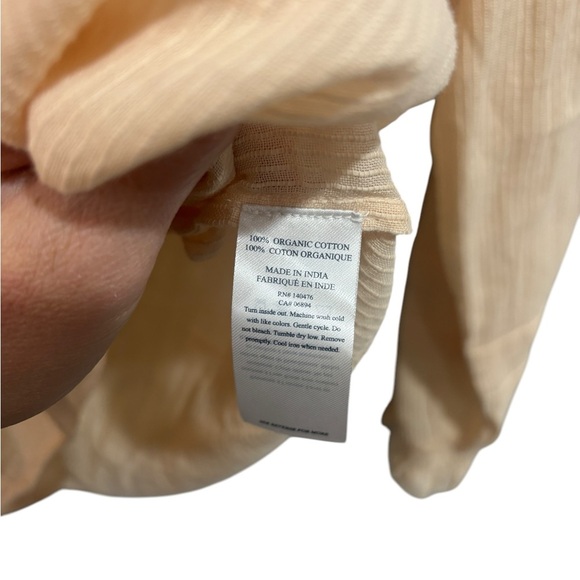 Faherty Womens Willa Blouse Vanilla Cream Light Peach Organic Cotton Size Large - Picture 8 of 12